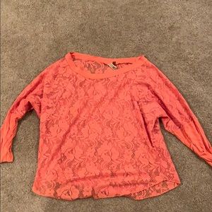 BKE coral lace shirt